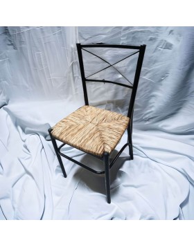 Καρέκλα Χιαστί μεταλλική με ψάθα ελληνικής κατασκευής