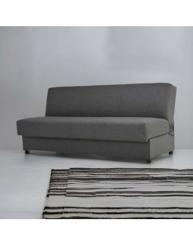 Καναπές κρεβάτι χωρίς μπράτσα κλικ-κλακ γκρι με σούστα και αποθηκευτικό χώρο 