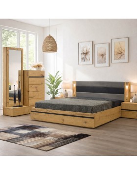 Σετ κρεβατοκάμαρας Φοίνιξ ΙΙ ελληνικής κατασκευής Δρυς Rustic