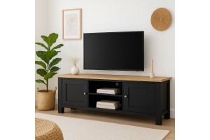 Έπιπλο τηλεόρασης από λάκα  και δρυς καπλαμά απόχρωση μαύρη-φυσική 160x45Bx50Y