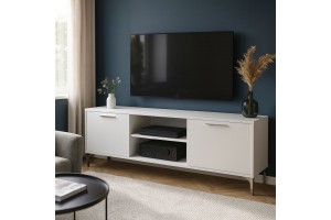 Έπιπλο τηλεόρασης από μελαμίνη σε λευκή απόχρωση Υ42 x Π120 x Β45 cm