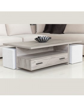 Τραπεζάκι σαλονιού σε μοντέρνο σχέδιο με 2 σκαμπό και 2 συρτάρια 120X75X40CM
