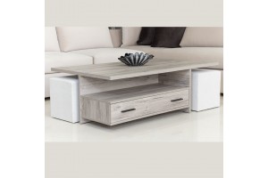 Τραπεζάκι σαλονιού σε μοντέρνο σχέδιο με 2 σκαμπό και 2 συρτάρια 120X75X40CM