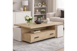 Τραπεζάκι σαλονιού σε μοντέρνο σχέδιο με 2 σκαμπό και 2 συρτάρια 120X75X40CM