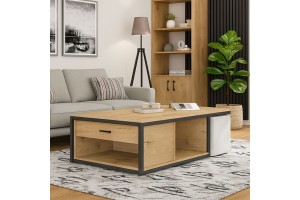 Ορθογώνιο Τραπεζάκι Σαλονιού από μελαμίνη και μέταλλο Μ119xΠ66.5xΥ38εκ.