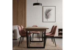 Τραπέζι Τραπεζαρίας Επεκτεινόμενο Ξύλινο με Μεταλλικό Σκελετό  150(+30)x90x78εκ