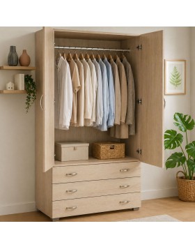 Ντουλάπα ελληνικής κατασκευής 2 ντουλάπια και 3συρτάρια 200Χ90Χ49