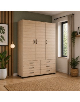 Ντουλάπα διαιρούμενη ελληνικής κατασκευής 3 ντουλάπια και 6 συρτάρια 200Χ135Χ49