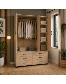 Ντουλάπα διαιρούμενη ελληνικής κατασκευής 3 ντουλάπια και 6 συρτάρια 200Χ135Χ49