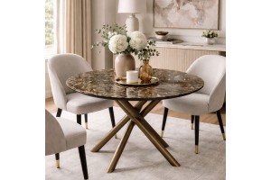 Τραπέζι ροτόντα Napoli από κεραμική επιφάνεια και μεταλλική βάση ελληνικής κατασκευής Φ90cm