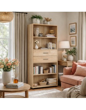 Βιβλιοθήκη ελληνικής κατασκευής με 2 συρτάρια 190Υx80Μx35Β