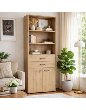 Βιβλιοθήκη ελληνικής κατασκευής με 2 συρτάρια 2πόρτες και 2 ράφια 190Υx80Μx35Β