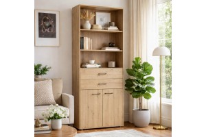 Βιβλιοθήκη ελληνικής κατασκευής με 2 συρτάρια 2πόρτες και 2 ράφια 190Υx80Μx35Β