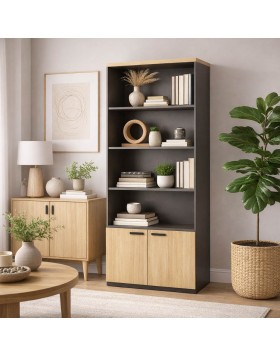 Βιβλιοθήκη ελληνικής κατασκευής με 2 πόρτες και 2 ράφια 200Υx80Μx38Β