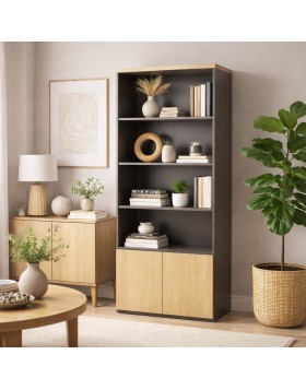 Βιβλιοθήκη ελληνικής κατασκευής με 2 πόρτες και 2 ράφια 200Υx80Μx38Β