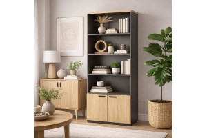 Βιβλιοθήκη ελληνικής κατασκευής με 2 πόρτες και 2 ράφια 200Υx80Μx38Β