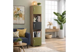  Βιβλιοθήκη ελληνικής κατασκευής από μελαμίνη  με 3 ντουλάπια 40x35x180