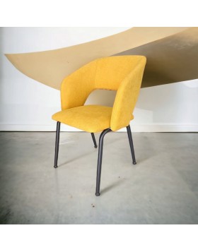 Καρέκλα-Πολυθρόνα τραπεζαρίας Lisa με μεταλλική βάση κίτρινη απόχρωση