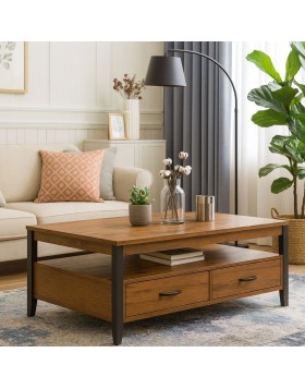 Τραπεζάκι σαλονιού Vision από μελαμίνη με μασίφ οξιά πόδια 128x67Bx47Y