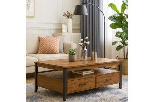 Τραπεζάκι σαλονιού Vision από μελαμίνη με μασίφ οξιά πόδια 128x67Bx47Y