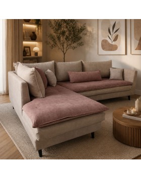 Καναπές γωνία Evelina 270x180x85cm Ελληνικής κατασκευής 
