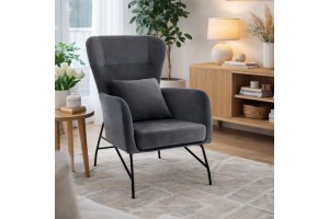 Πολυθρόνα Rino σε βελούδινη γκρι απόχρωση 67x80x102 εκ.