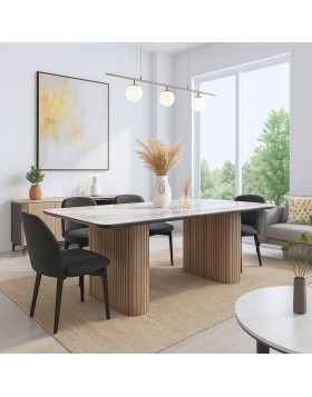 Τραπέζι τραπεζαρίας Jackson κεραμικη επιφανεια και λακα με ξύλινη βάση ελληνικής κατασκευής 180x90cm