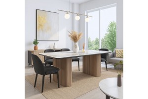 Τραπέζι τραπεζαρίας Jackson κεραμικη επιφανεια και λακα με ξύλινη βάση ελληνικής κατασκευής 180x90cm