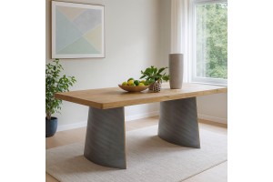 Τραπέζι τραπεζαρίας Walter Δρυς MDF με ξύλινη βάση ελληνικής κατασκευής 180x90cm