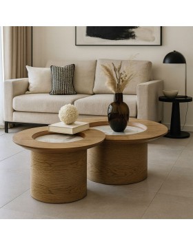 Τραπεζάκι σαλονιού Gold Δρυς mdf και Κεραμικη επιφάνεια 