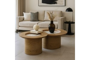 Τραπεζάκι σαλονιού Gold Δρυς mdf και Κεραμικη επιφάνεια 