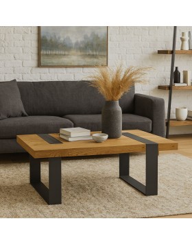 Τραπεζάκι σαλονιού Messina Δρυς mdf με σιδερένια πόδια 110x70