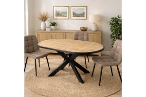 Τραπεζαρία Ελληνικής Κατασκευής με μεταλλική βάση 160x90xH77εκ