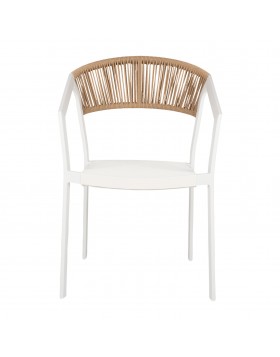 Πολυθρόνα αλουμινίου λευκή με textline μπεζ rattan 56x60Bx81,5Υ εκ.