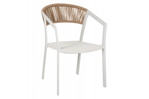 Πολυθρόνα αλουμινίου λευκή με textline μπεζ rattan 56x60Bx81,5Υ εκ.