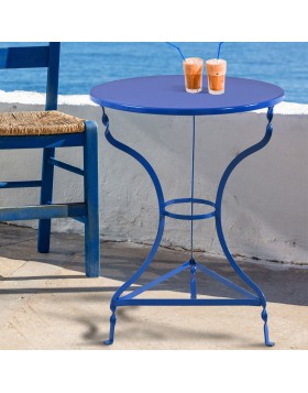 Τραπέζι παραδοσιακό μεταλλικό λαμαρίνα Φ60Χ73Υεκ Μπλε απόχρωση
