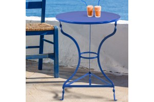 Τραπέζι παραδοσιακό μεταλλικό λαμαρίνα Φ60Χ73Υεκ Μπλε απόχρωση