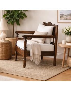 Πολυθρόνα Σκύρος απο μασίφ ξύλο ελληνικής κατασκευής 77Υ*71*91Β