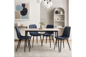 Σετ τραπεζαρίας Dustin με κεραμική λευκή επιφάνεια με 4 καρέκλες 