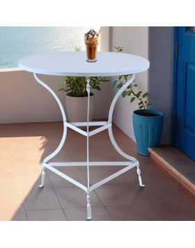 Τραπέζι παραδοσιακό μεταλλικό λαμαρίνα Φ60Χ73Υεκ Λευκή απόχρωση