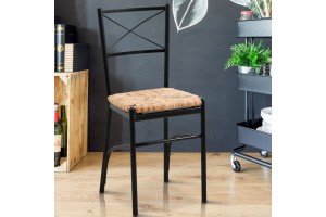 Καρέκλα μεταλλική Xenιa ελληνικής κατασκευής με κάθσιμα ψάθα