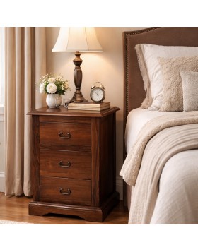 Κομοδίνο Μασιφ ξυλο με 3 συρτάρια 45x35Βx70Υεκ