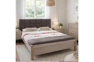 Κρεβάτι ξύλινο Dominic νε υφασμάτινο κεφαλάρι ελληνικής κατασκευής 160x200