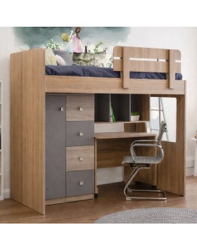 Κουκέτα Mark ελληνικής κατασκευής  με ντουλαπια αποθήκευσης,ράφια και γραφείο