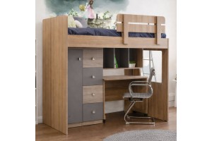 Κουκέτα Mark ελληνικής κατασκευής  με ντουλαπια αποθήκευσης,ράφια και γραφείο