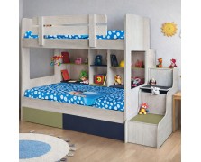 Κουκέτα Marcus ελληνικής κατασκευής 90x190 με συρταρια και σκάλα με ντουλαπάκια