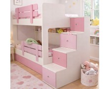 Κουκέτα Avery ελληνικής κατασκευής 90x190 με συρταρια και σκάλα με ντουλαπάκια