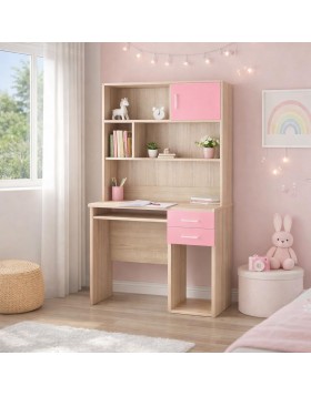 Γραφείο Eloise με καπελιέρα και ροζ συρτάρια ελληνικής κατασκευής 100Χ55ΒΧ80Υ