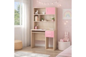 Γραφείο Eloise με καπελιέρα και ροζ συρτάρια ελληνικής κατασκευής 100Χ55ΒΧ80Υ