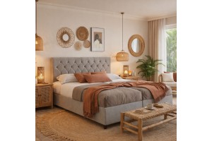 Κρεβάτι υφασμάτινο Box CALMA ελληνικής κατασκευής 160x200